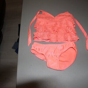 Orange 2 Pcs Cat & Jack Tankini Swimsuit Size 5-6/6X
